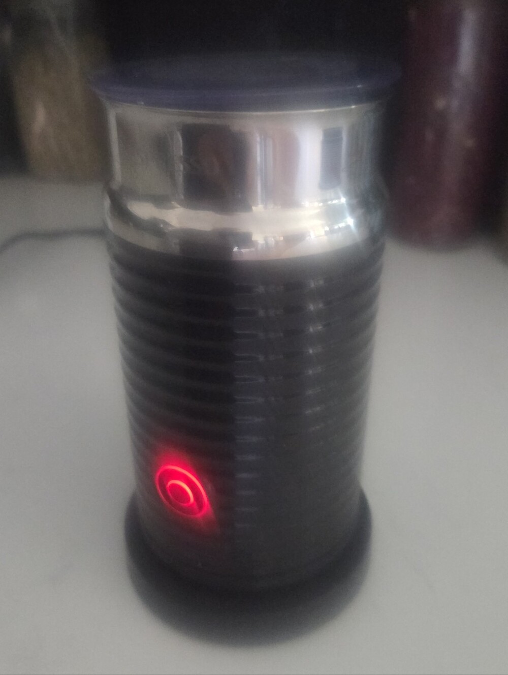 Aerocchino Nespresso Electric Milk Frother - Black with Silver Trim